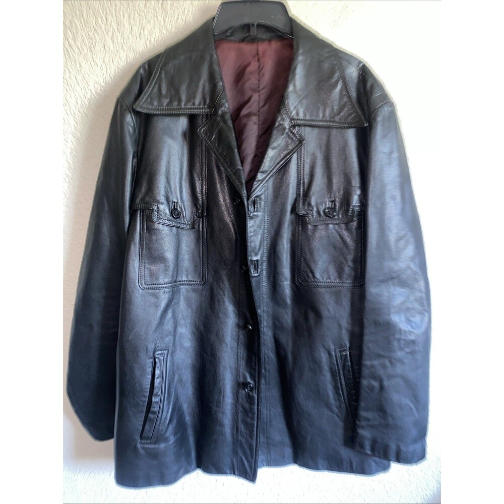 Vintage trench coat jacket Echtes Leder Leather Black Fashion Luxury mob